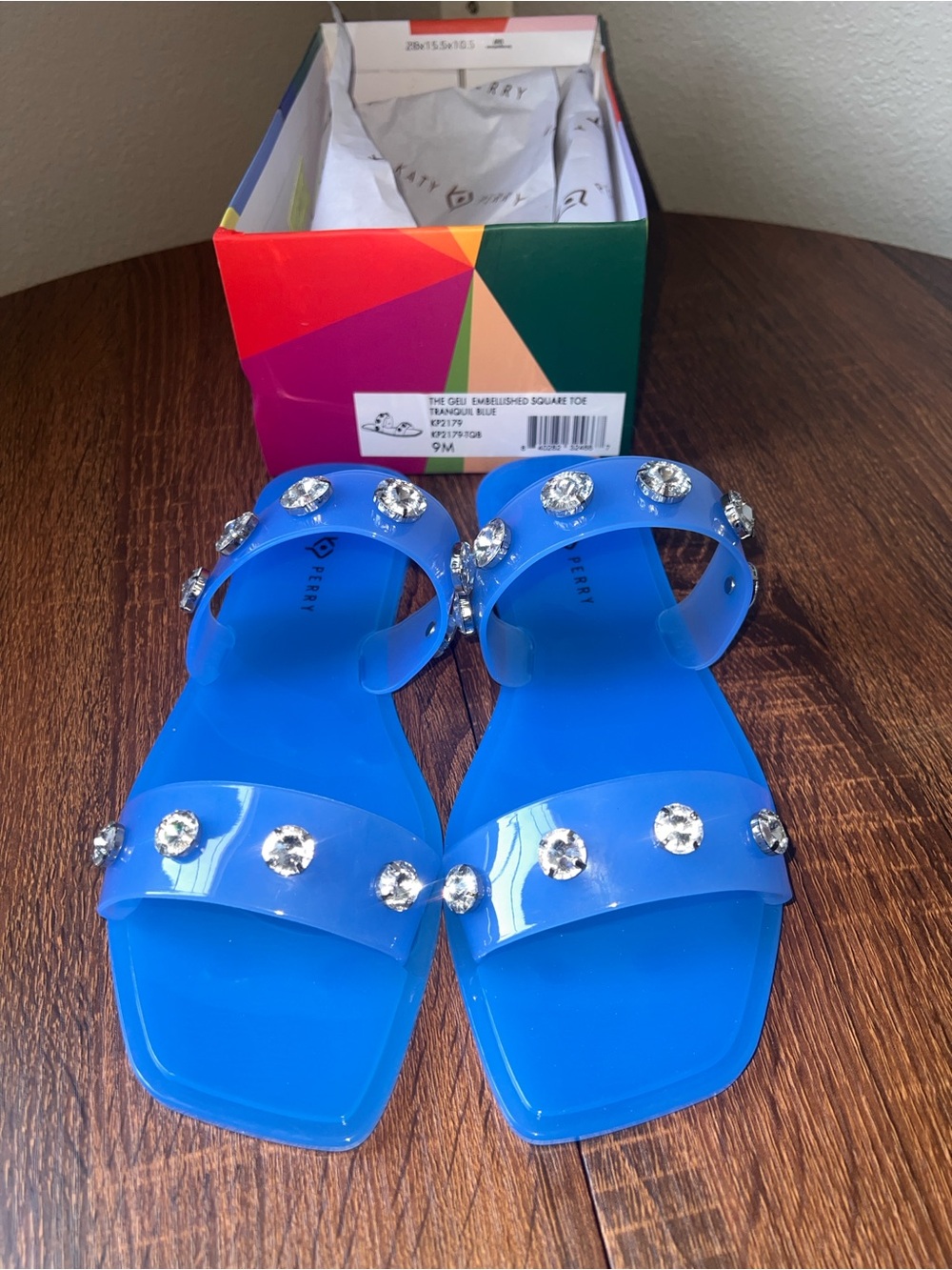 Katy Perry Collections Blue Jelly Sandals with Crystal Studs
